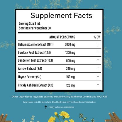 Lymphatic Drainage Herbal Drops - 90ml Liquid Extract for Lymphatic Support