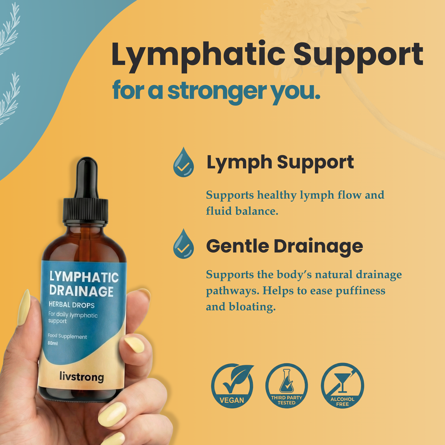 Lymphatic Drainage Herbal Drops - 90ml Liquid Extract for Lymphatic Support